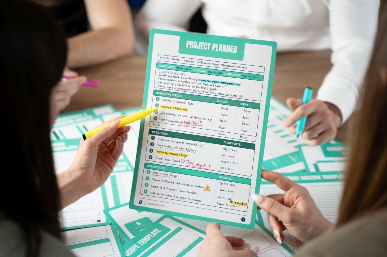 Printable Project Management Sheets Pack